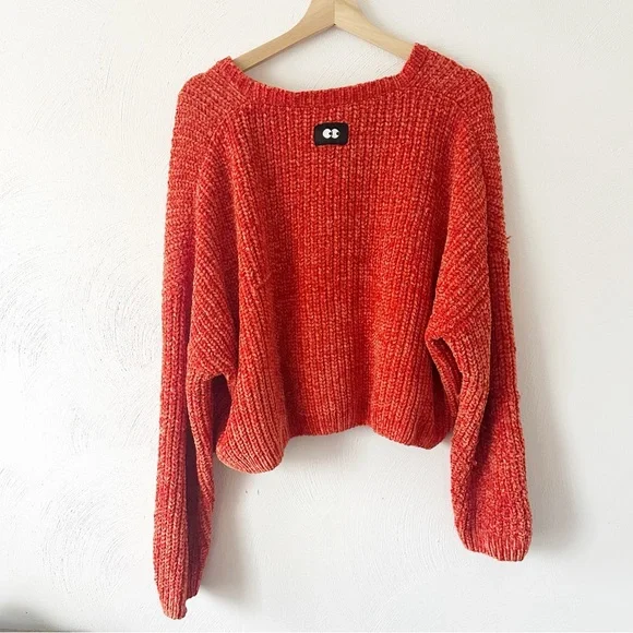 Lazy Oaf Red V-Neck Sweater Cardigan - Picture 4 of 6